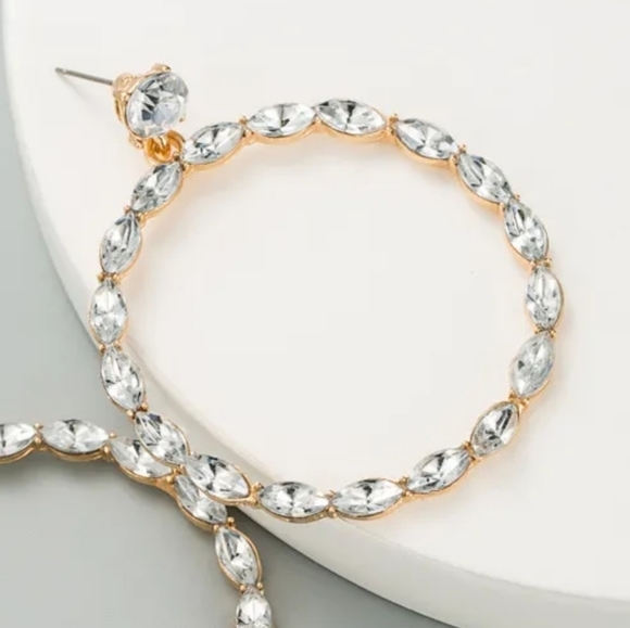 Clear Marquise hoop earrings. - Picture 2 of 3